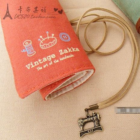 Vintage bleistift rollen Eleganten Stil make up Damen mädchen Leinwand stift Schminktasche für studenten kind