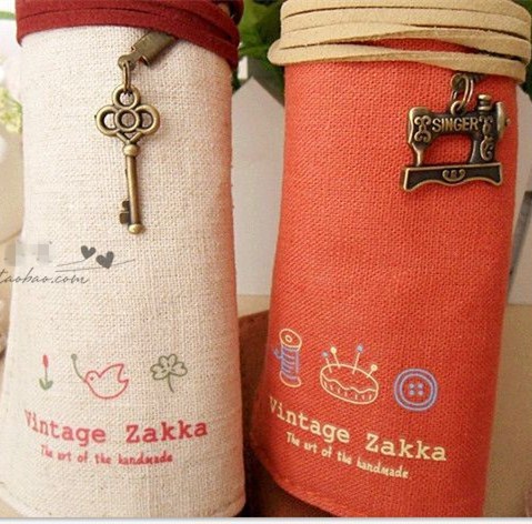 Vintage bleistift rollen Eleganten Stil make up Damen mädchen Leinwand stift Schminktasche für studenten kind