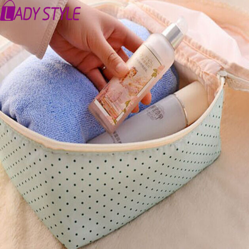 Neue ankunft große kapazität Kosmetiktasche Koreanischen make up Tasche dot Damen Handtasche portable storage