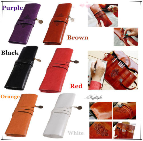 1 stück heißen Vintage Kit stifte make up pinsel Damen Schule pu Ledertasche schule pen make up kosmetikTasche