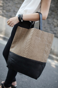 Mode Nähen Schlange Krokoprägung Eimer Damen große Tasche Damen Retro Handtasche hohe Qualität