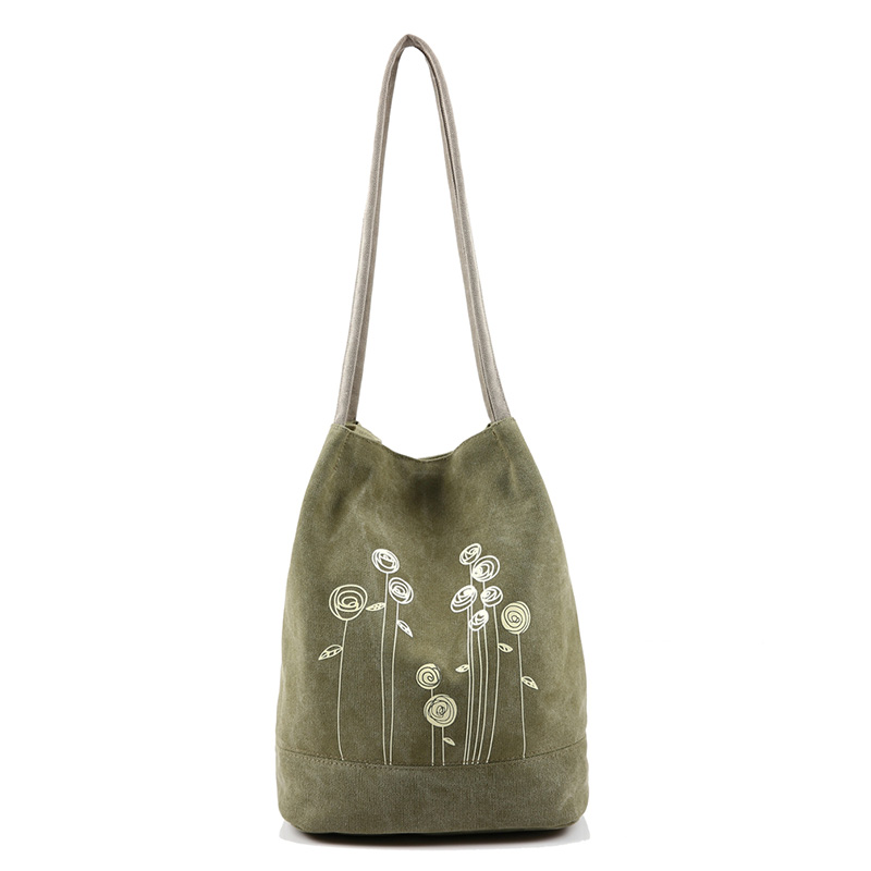 Frühling und Sommer Umhängetasche Leinwand Damen Handtaschen Eimer Damen Handtaschen Casual Big floral Damen