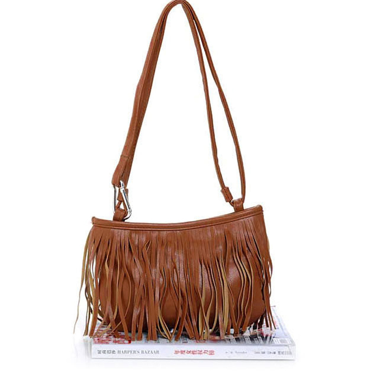 Damen Quaste Quaste Fringe Faux WildLeder Schulter Messenger Crossbody Handtasche Schwarz Braun Weiß
