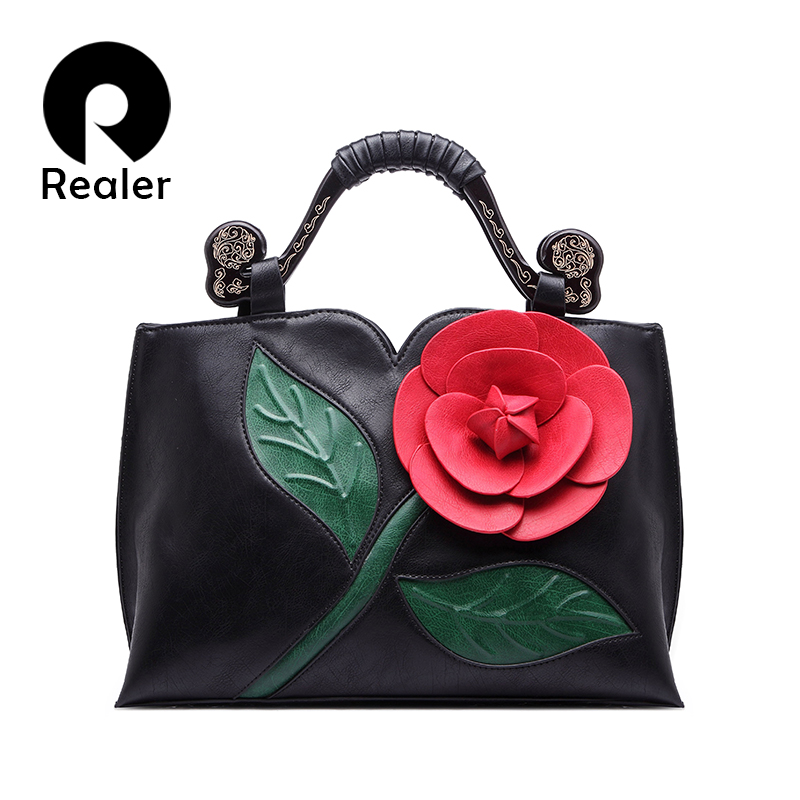marke frühjahr neue Damen Einkaufstasche mit einer blume eimer Tasche qualität pu Leder Handtasche