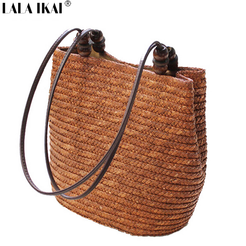neue Vintage Damen Handtasche Mode Einkaufstasche Strandtasche Vintage Lässig Eimer Straw Tote Bag Sommer