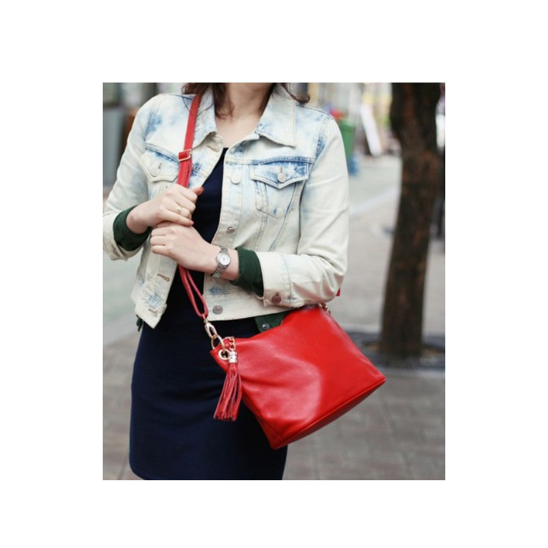 HEIßE Damen Echtes Leder (TOP schicht) real rindLederHandtasche Retro Quaste Ketten schulter crossbody Messenger