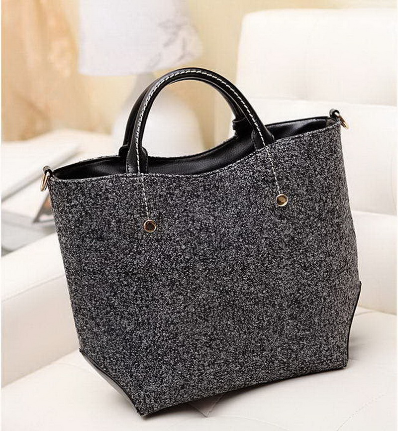 Neue ankunft Mode klassische marke design woolen und PU Damen Tasche Leder Handtasche Schultertasche Ledertasche