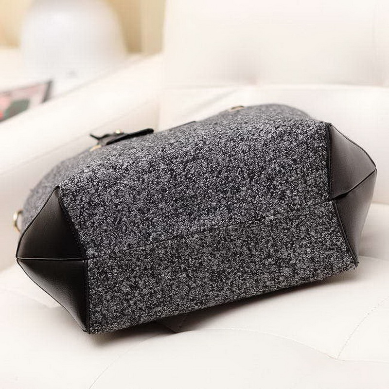 Neue ankunft Mode klassische marke design woolen und PU Damen Tasche Leder Handtasche Schultertasche Ledertasche