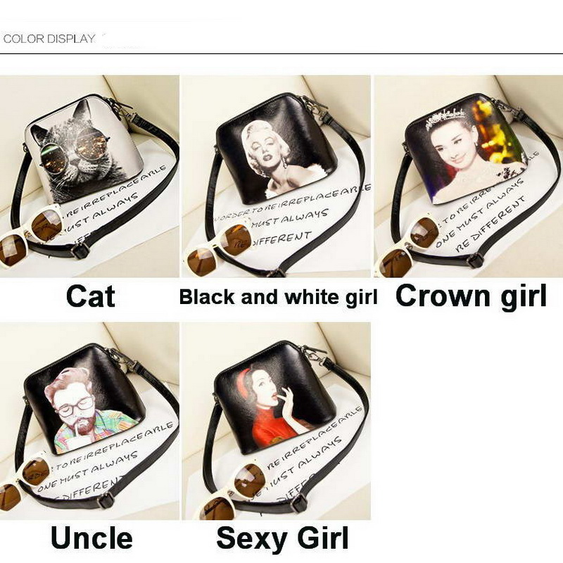 Kleine Casual Damen Katze Tier Gedruckt Shell Stil Messenger Bags Pu Leder Dame Cut Druck Umhängetaschen