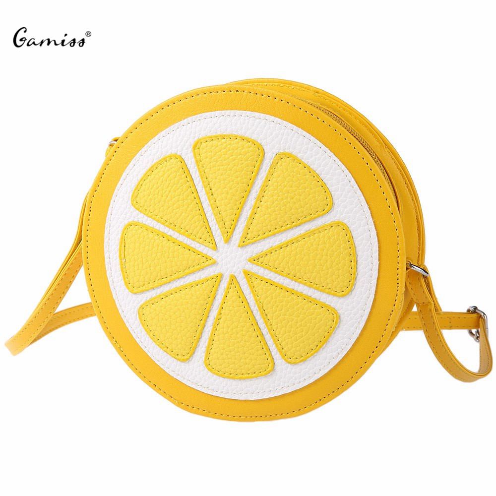 Neuankömmling Schulter Dual Zweck Mini Taschen Damen Runde Zitrone Muster Reißverschluss Crossbody Damen