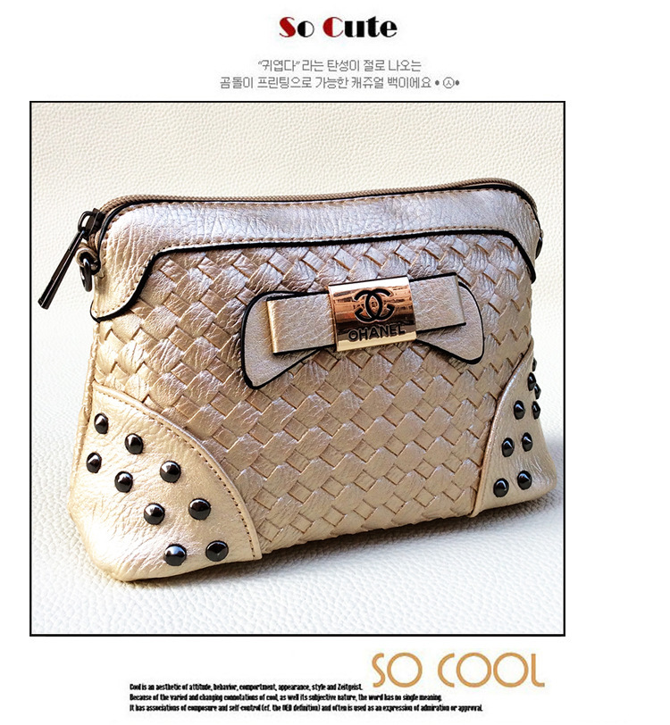 Neuen Damen Leder Handtasche Mode Lingge Schultertasche Kupplung Tote Geldbeutel Hobo Messenger Doppel Metall Bogen