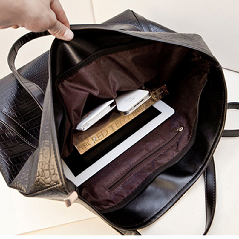 Schwarz Casual Damen Umhängetaschen Pu Leder Weibliche Großen Tragetaschen für Damen Handtasche