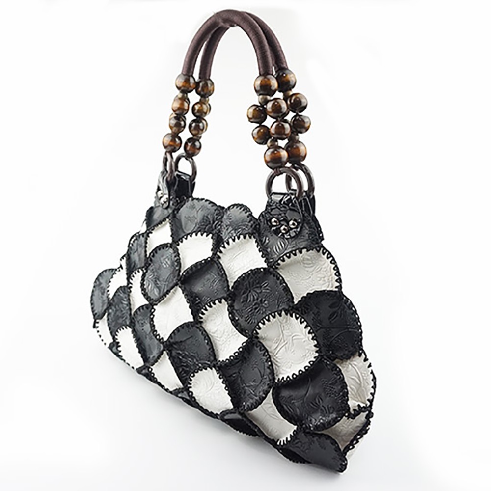 Damen Leder Handtaschen von bekannten marken leopard patchwork nationalen Umhängetaschen handgenäht sicke