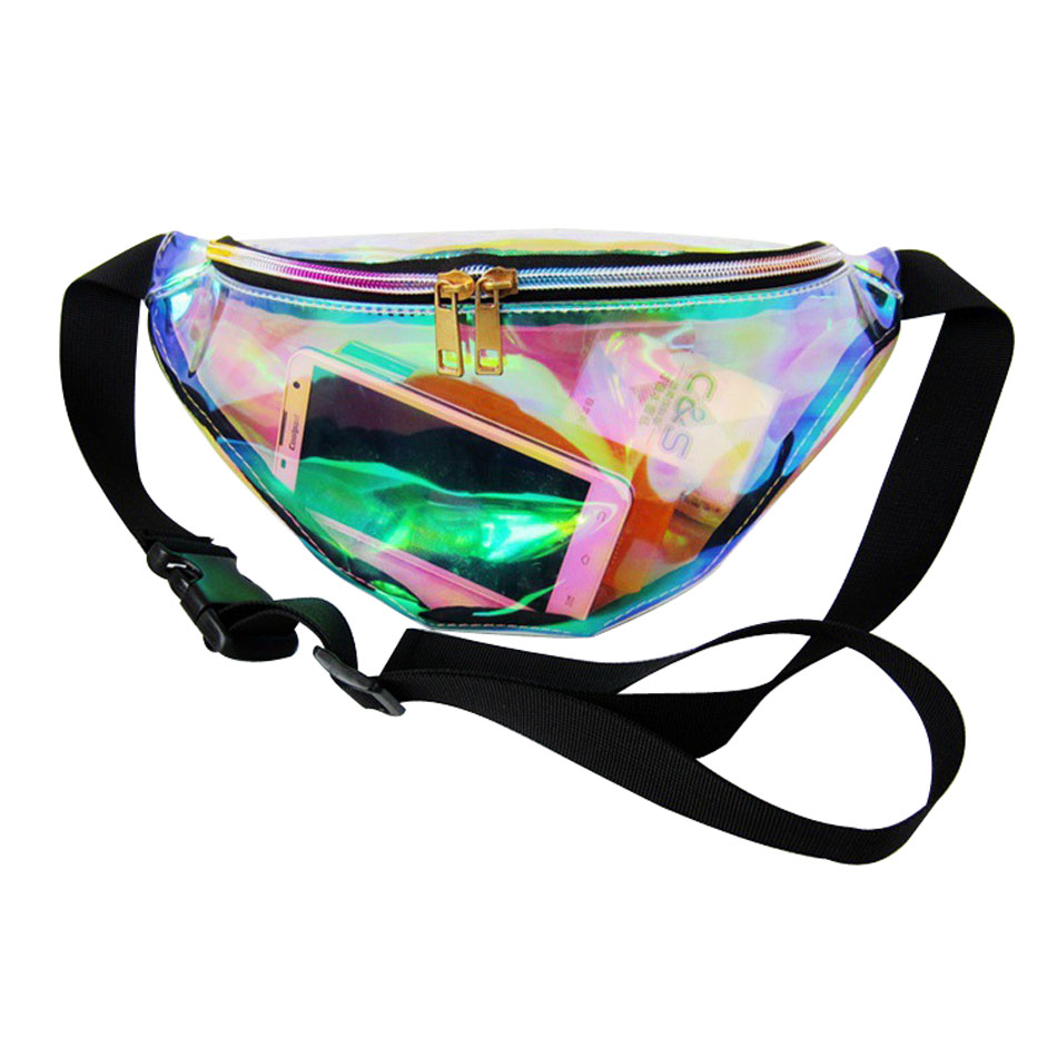 Designer hologramm transparente taille packs casual reise taille Tasche wasserdichte PVC gelee beutel kleine unisex