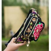 Neue Nationale Vintage Ethnische stickerei stickerei Tasche leinwand sport jogging arm taille packs outdoor reise