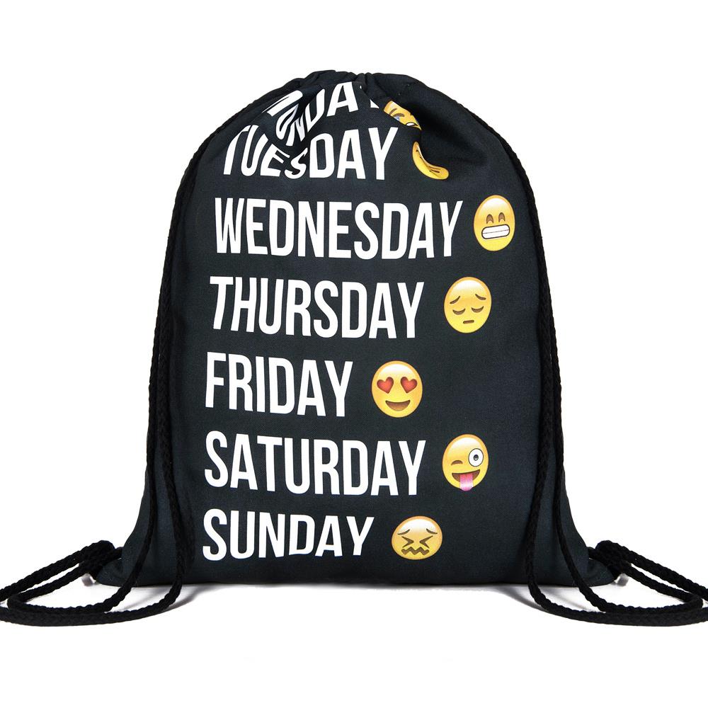 Tasche Damen Emoji Rucksack Neue Mode Damen Rucksäcke 3D Druck Kordelzug Beutel Für Herren