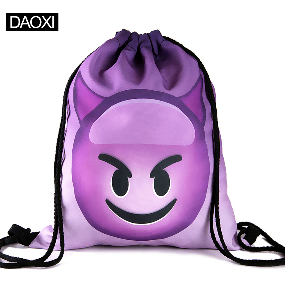 Tasche Damen Emoji Rucksack Neue Mode Damen Rucksäcke 3D Druck Kordelzug Beutel Für Herren