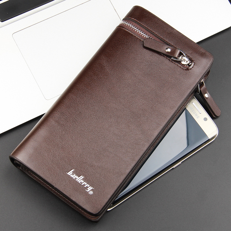 Neue geschäfts Herren Brieftasche langen Reißverschluss Geldbörse Aus Echtem Leder Herren Brieftasche