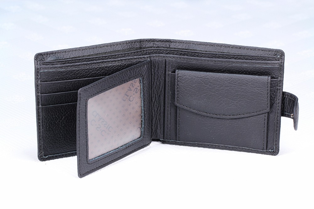 Mens Gentleman Pharao Muster Textur Schwarz Reale Echtes Leder Bifold ReißverschlussTasche Geldbörse Kreditkarte