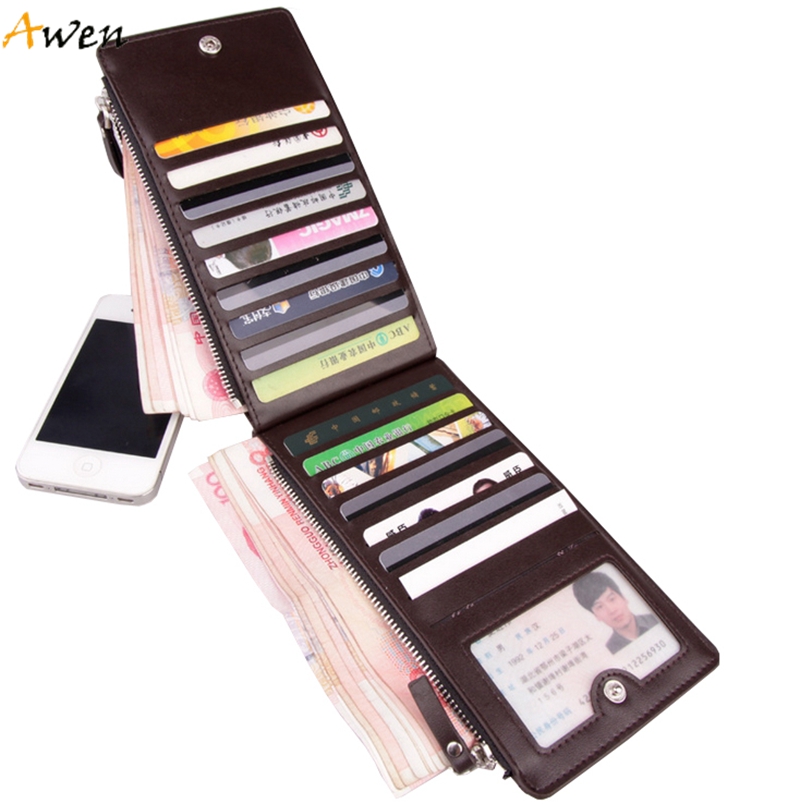 Awen  Luxus Ultra große Kapazität Doppel Reißverschluss Brieftaschen ultradünne Leder Geldböse