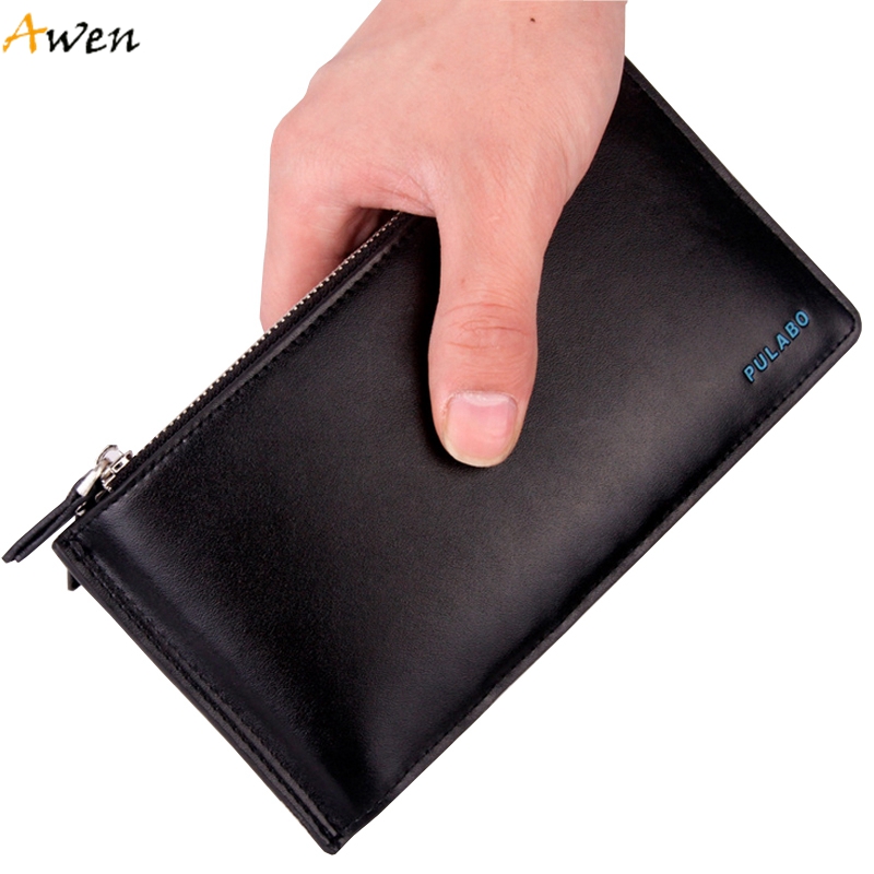 Awen  Luxus Ultra große Kapazität Doppel Reißverschluss Brieftaschen ultradünne Leder Geldböse