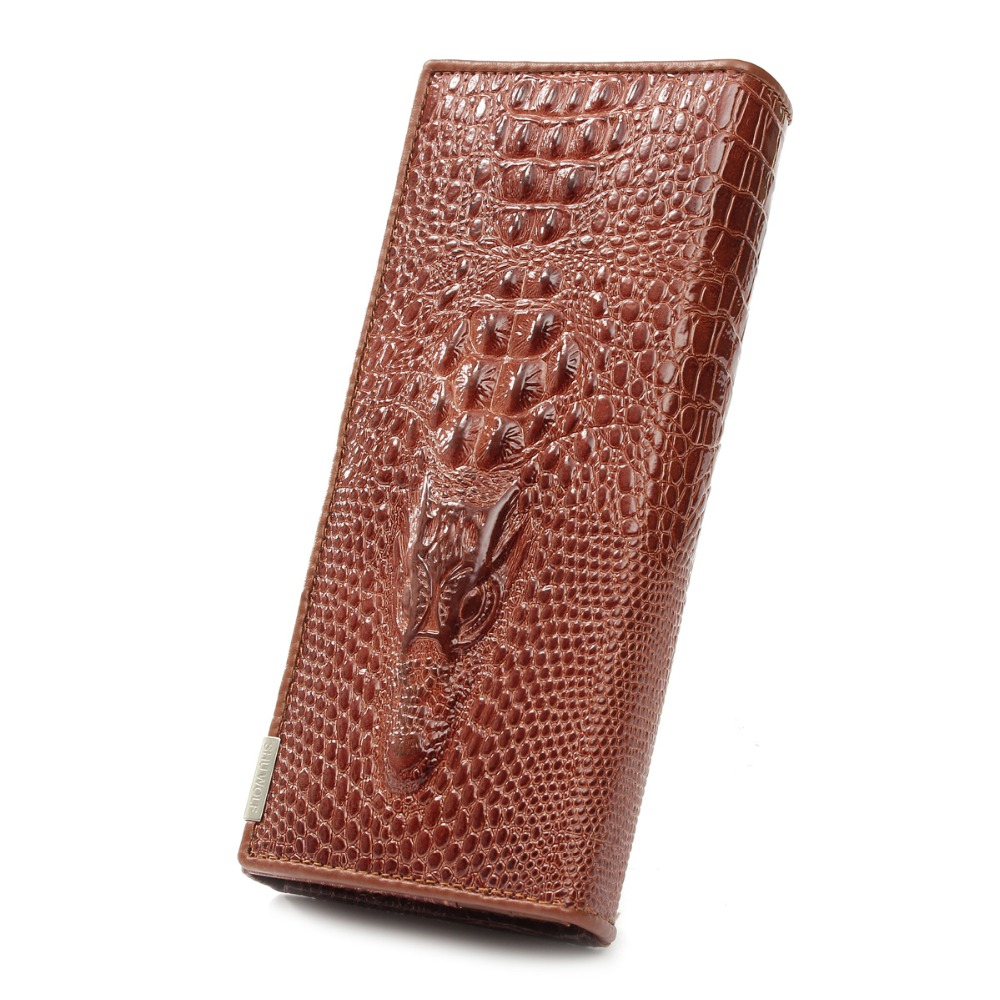 Echtes Leder Damen 3D Krokodilkorn Lange Mappen Geprägte Design auszugs Art Brieftasche Kupplung Geldbeutel Carteira