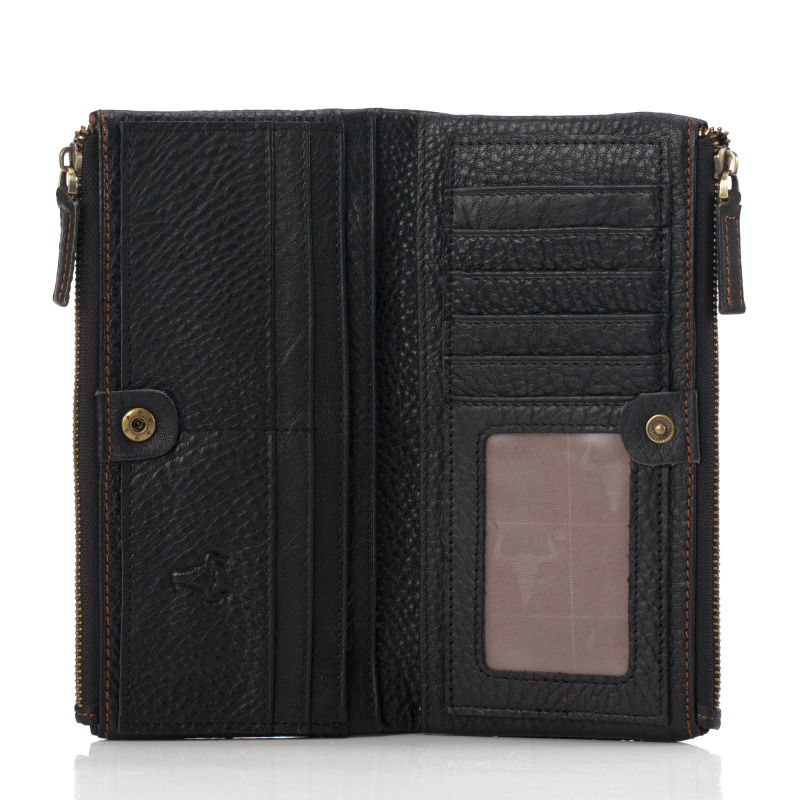 Echtes Leder Reißverschluss Veranstalter Brieftaschen Herren Damen öl Wachs Leder Geldbörse Hip