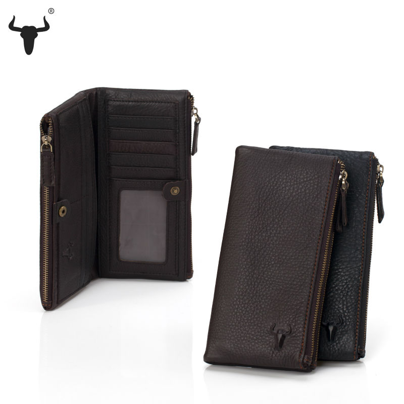 Echtes Leder Reißverschluss Veranstalter Brieftaschen Herren Damen öl Wachs Leder Geldbörse Hip