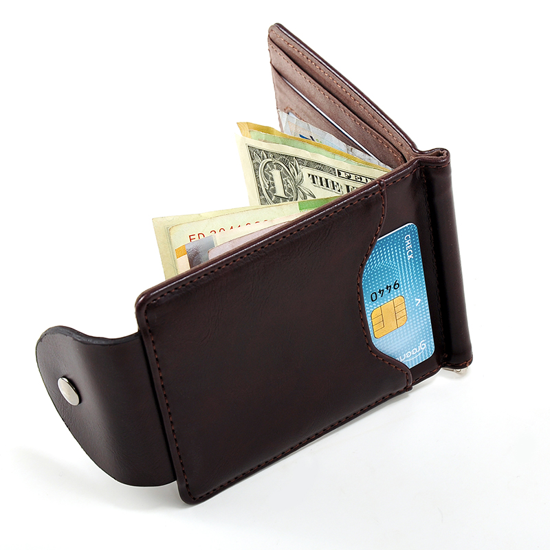 2 Farben Braun und grau Geld Clips Korea Mode hohe Qualität Herren Brieftaschen Haspe Mini Geldbörsen