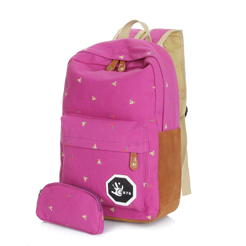 Niedlich Koreanischen Stil Doppelt Schulter Buch Taschen Mode Mädchen Damen Leinwand Punkte Schultasche