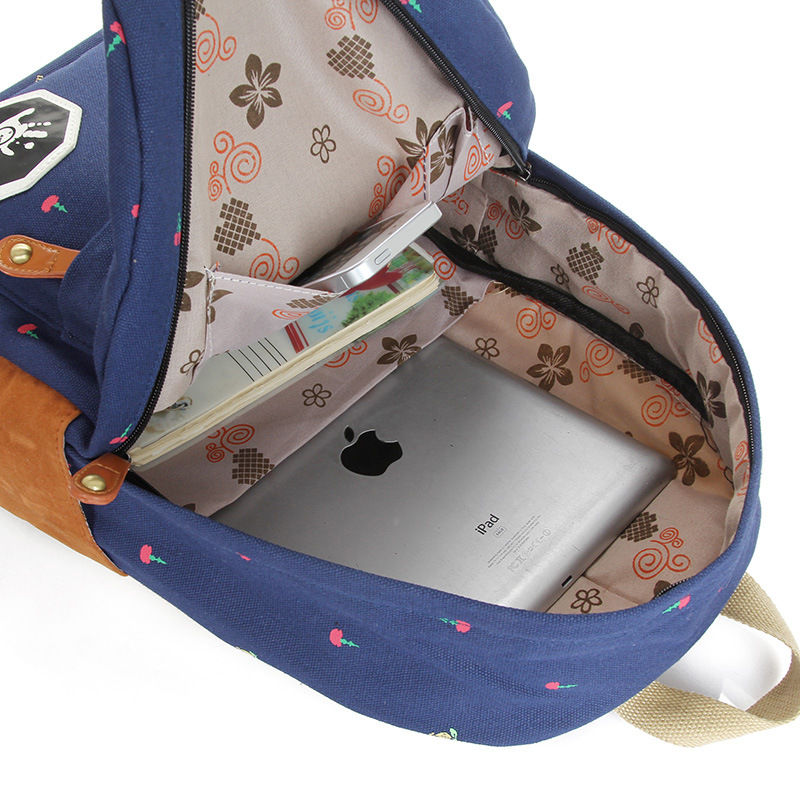 Niedlich Koreanischen Stil Doppelt Schulter Buch Taschen Mode Mädchen Damen Leinwand Punkte Schultasche