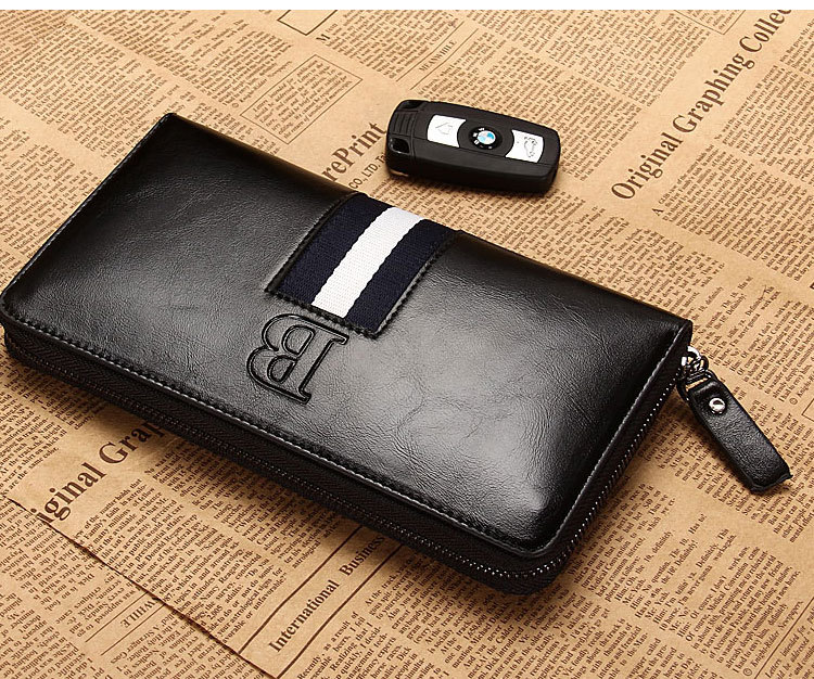 Herren England Stil Split Leder Brieftasche Männlichen Großen Reißverschluss Kupplung Geldbörse