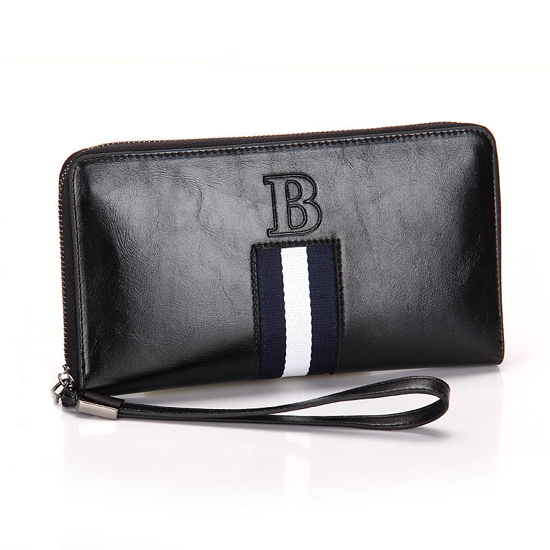 Herren England Stil Split Leder Brieftasche Männlichen Großen Reißverschluss Kupplung Geldbörse