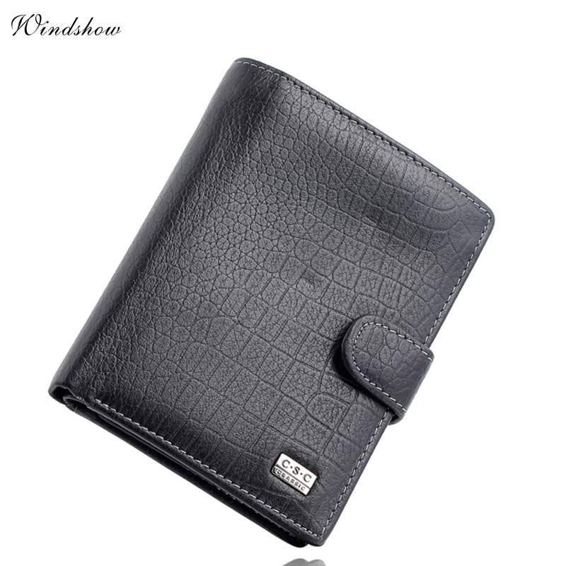 Berühmte Marke Mens Gentleman Schwarz Large Bifold echtes Leder Brieftasche Passcard Tasche Gutschrift