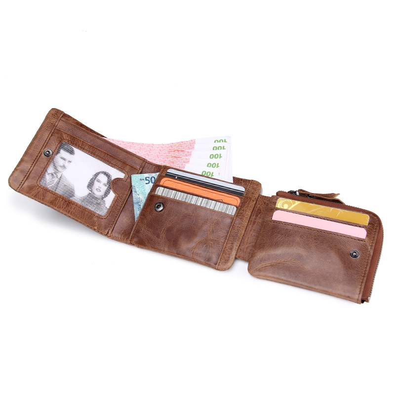 100% echtes Leder Herren Brieftaschen Europäischen und Amerikanischen Stil Wallet Zip Münzfach Leder Geld