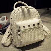 Neue Ankunft Europa Strick pu Leder Damen Rucksack Adrette Mode Niet Schultaschen 4 Farbe Metall Tasche