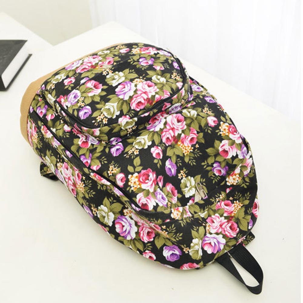 Retro Damen Leinwand ReiseRucksack Hobo Schultasche Satchel Rucksack floral bedruckte Rucksäcke