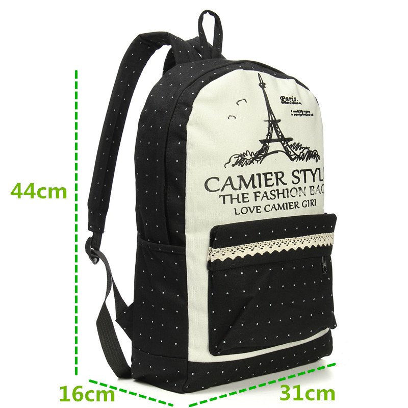 Bookbags Damen Mädchen Rucksäcke Reisetasche Eiffel Mochila Schüler Schultasche Mädchen Leinwand