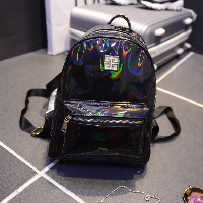 Neue Hologramm Laser Rucksack Mädchen Schultasche Schulter Damen Regenbogen Bunte Metallic Silber Laser Holographi