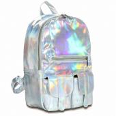 Mochila Masculina Rucksack Damen Silber Hologramm Laser Rucksack Herren Tasche Leder Holographische Multicolor