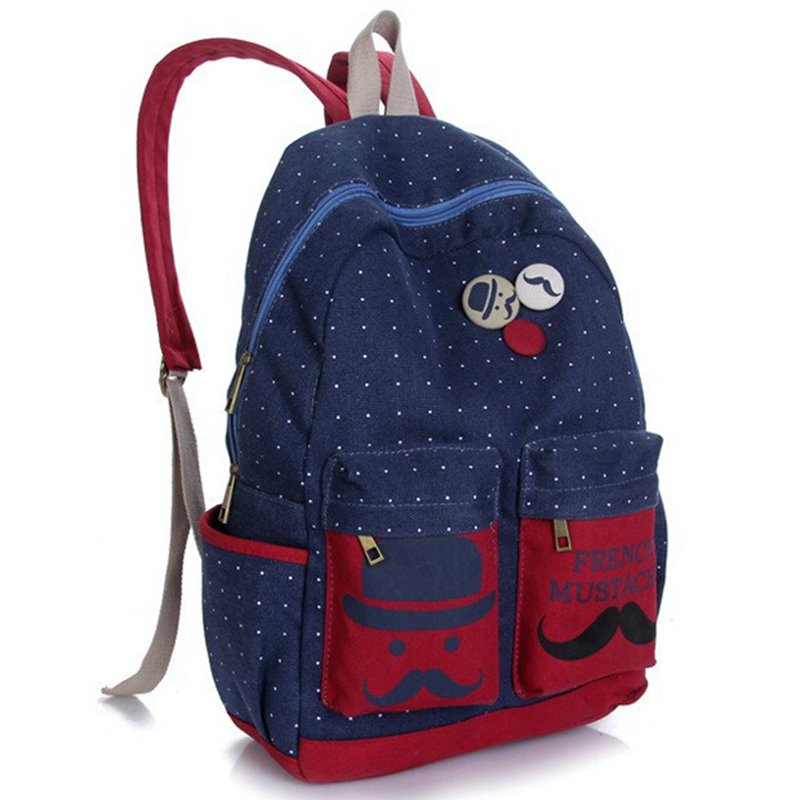 Neue Mode Damen Rucksack Candy Farbe Famous Brand Beard Schultasche Für Damen Casual Dot Big Schnurrbart Rucksäck