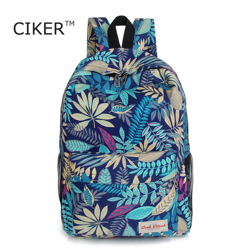 Damen Rucksäcke druck verlässt Rucksack mochila Rucksack fashion leinwand Taschen retro casual Schultasche