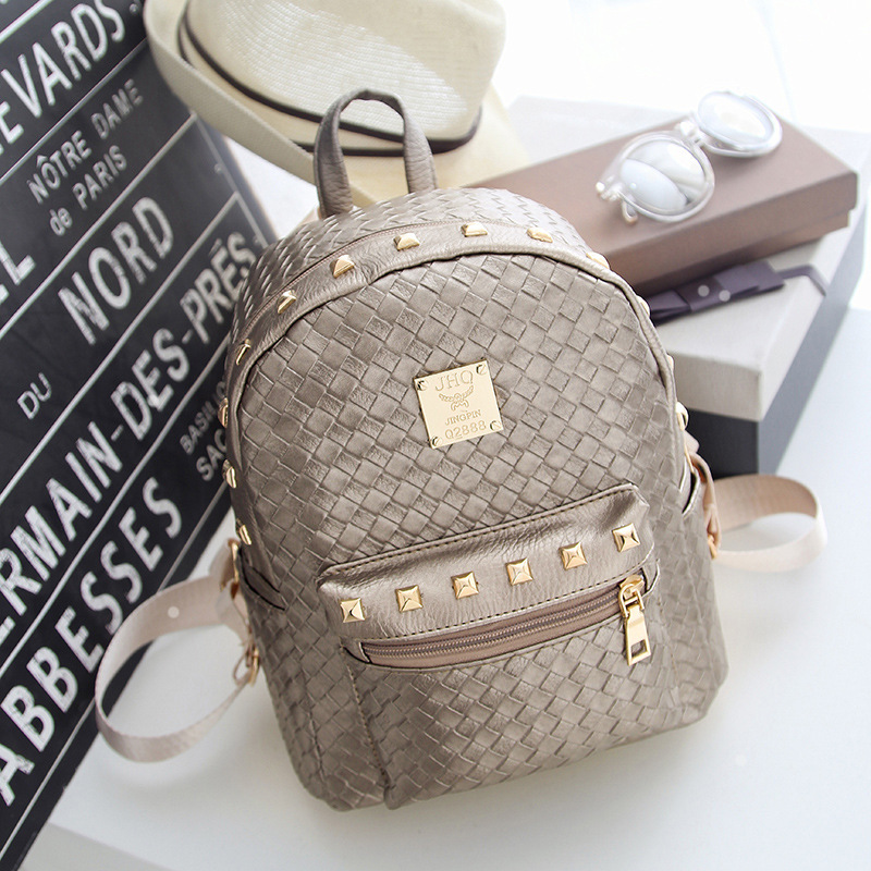 hohe Pu Leder Damen Rucksack mit Stricken Japan Koreanischen Stil Rucksack Teenager Mädchen Hand made Taschen