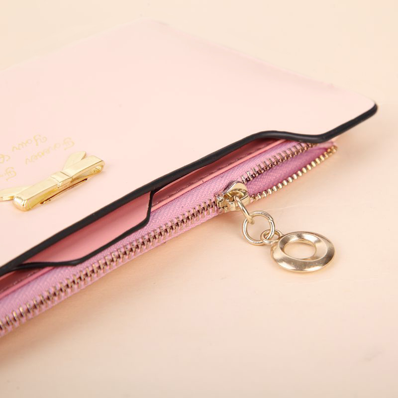 Mode Damen Tasche Lady Lange Geldbörse Weiblichen Candy Farbe bogen Knoten Pu Leder Carteira Feminina