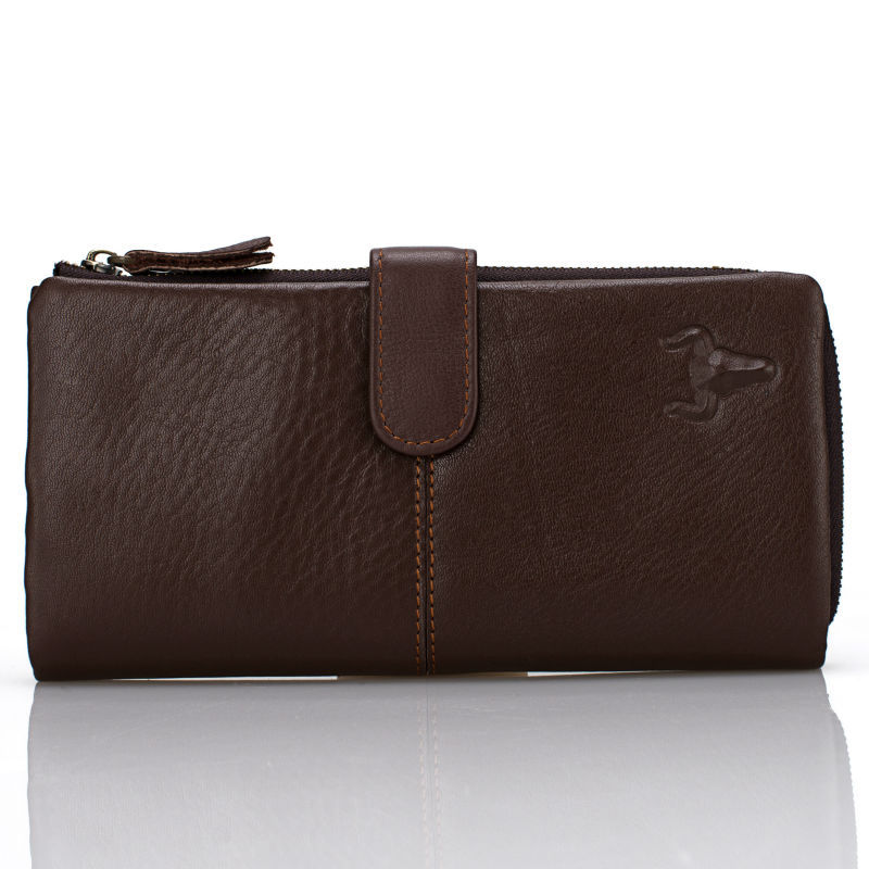 Hohe Qualität Echtem Leder Organizer Wallets Herren RindsLeder EchtLeder Lange Reißverschluss