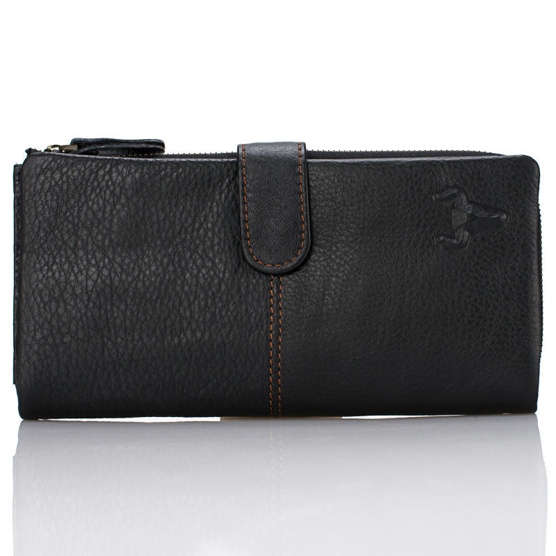 Hohe Qualität Echtem Leder Organizer Wallets Herren RindsLeder EchtLeder Lange Reißverschluss