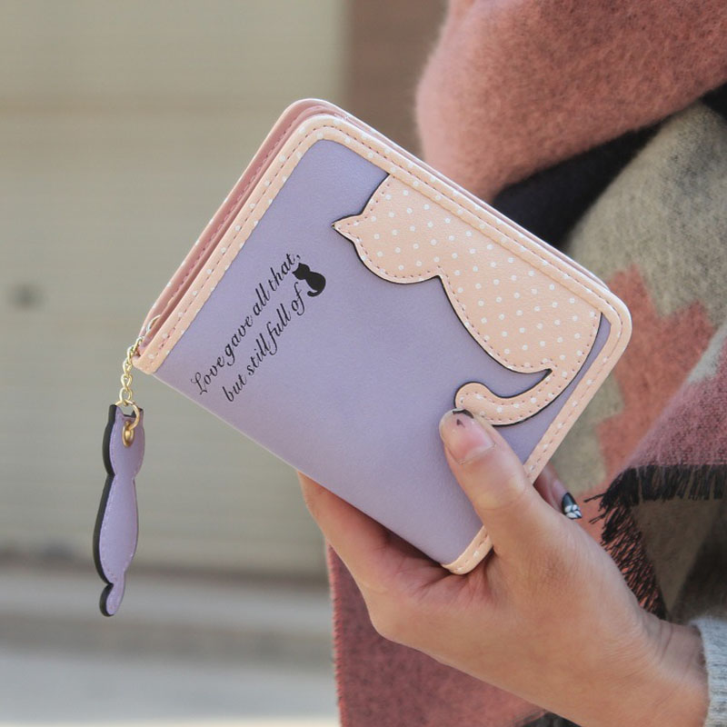 Schöne Katze Gedruckt Geldbörse Damen Neue Mode kurze Brieftasche Taschen PU Handtaschen Kartenhalter