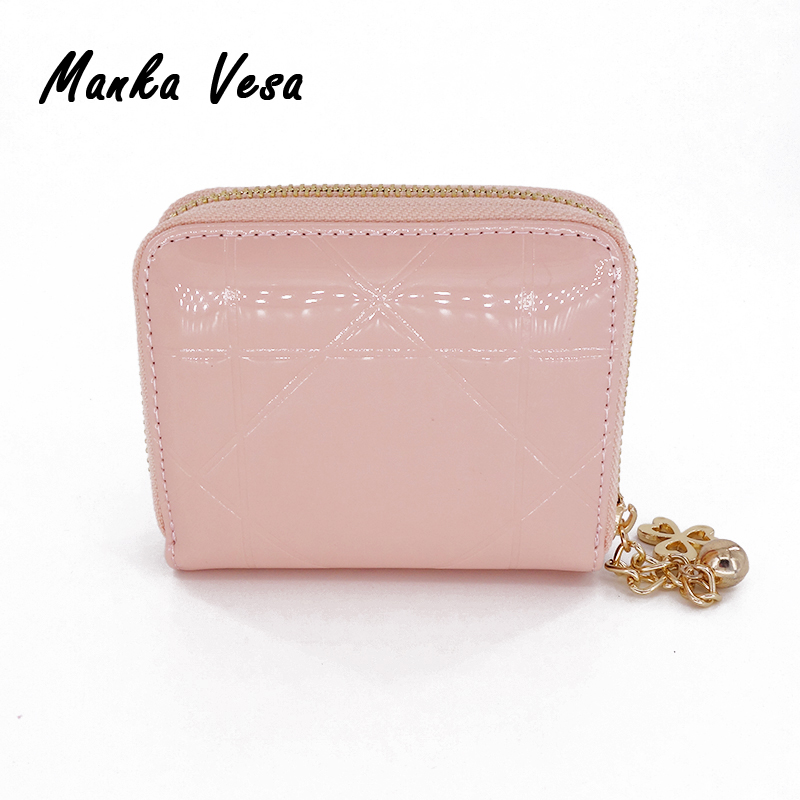 LackLeder Damen Kurze Geldbörsen Damen Kleine Brieftasche Reißverschluss Geräumige Geldböse