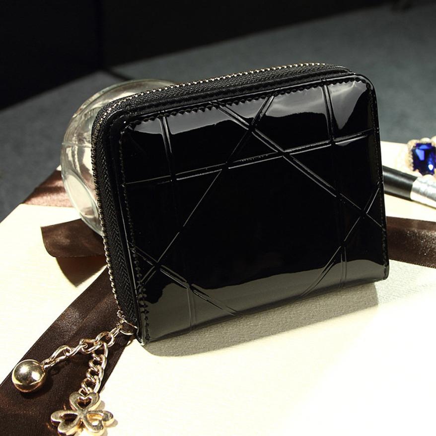 LackLeder Damen Kurze Geldbörsen Damen Kleine Brieftasche Reißverschluss Geräumige Geldböse