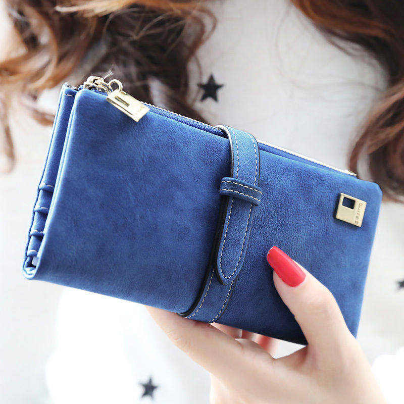 1 stück 7 Farben  Neue Mode Weibliche Matte Pu Leder Haspe Lange Kupplung Brieftaschen Geldbörsen Kartenhalter